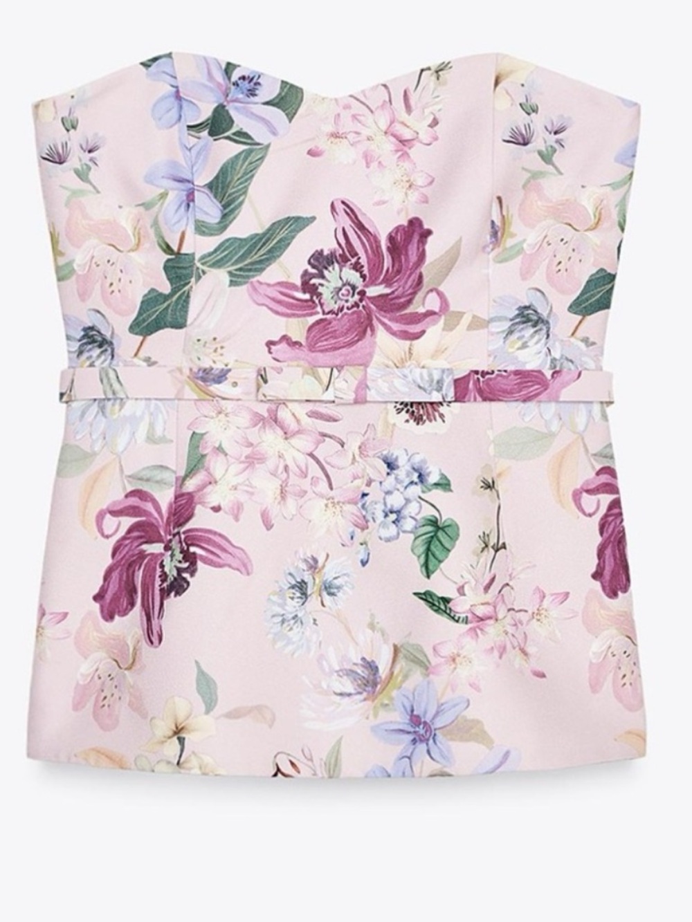 Zara floral belted bustier top